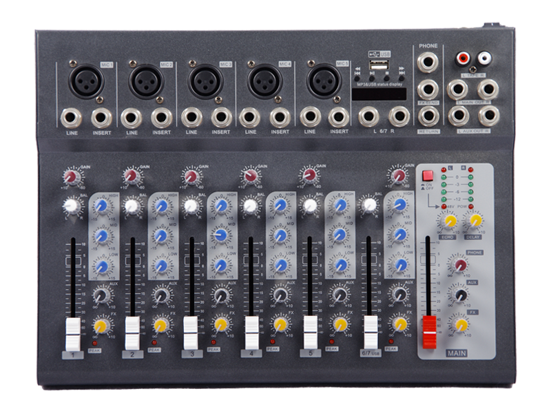 7-Channel Professional Audio Mixe